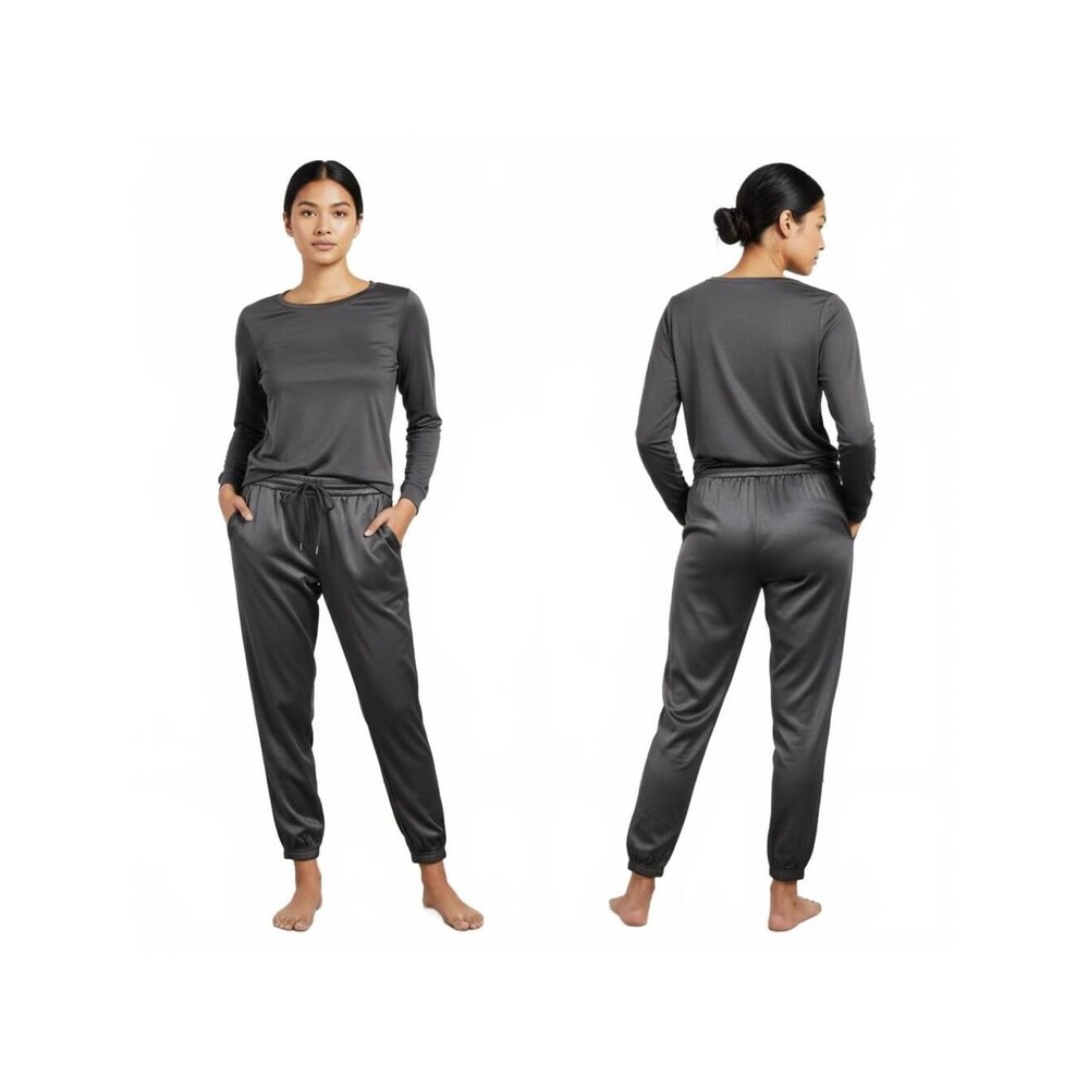 Love University Satin Joggers Lounge Pants Elastic Waist Casual